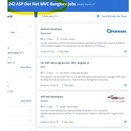 ASP.NET MVC internship jobs in Taif
