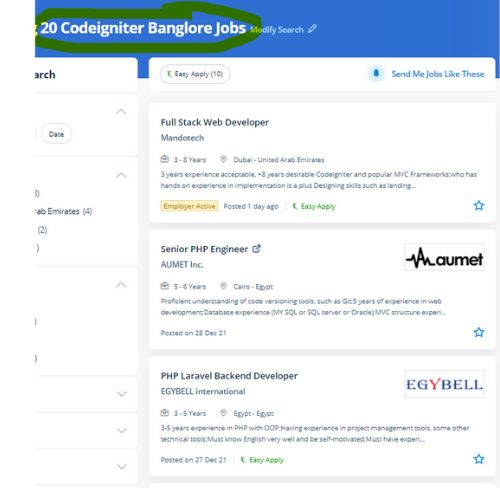Codeigniter internship jobs in Mecca