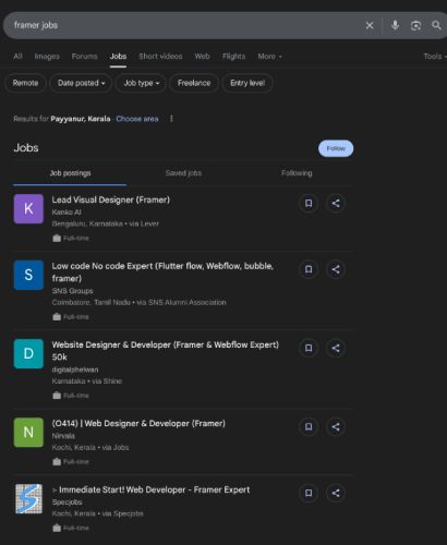 Framer internship jobs in Jeddah